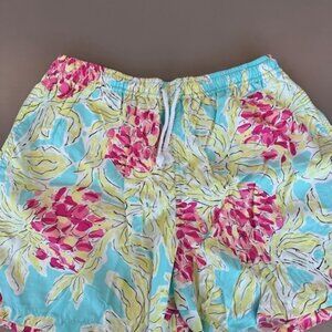 Lilly Pulitzer Mens Large Drawstring Lined Capri Swim Trunks with a Floral Theme